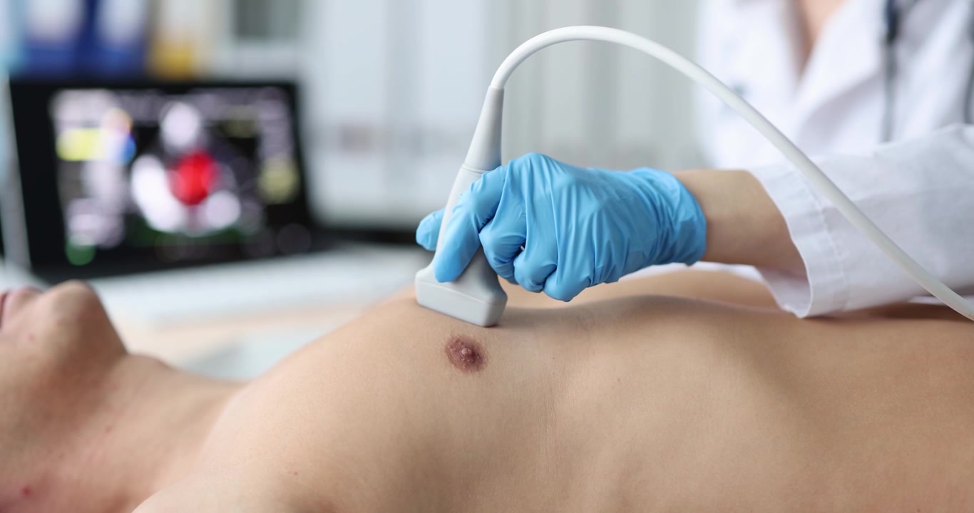 Medical ultrasound examination focused on heart health in a modern clinic