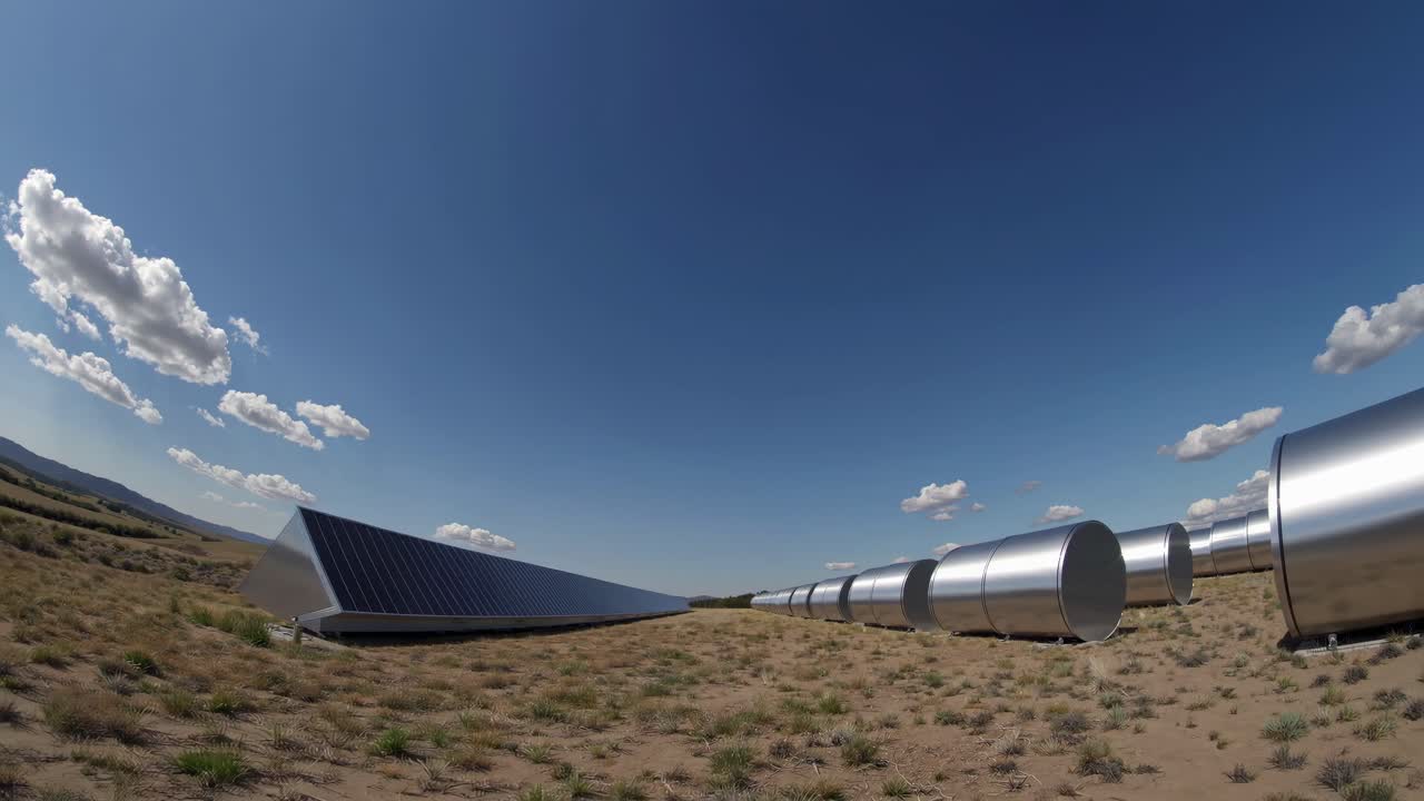 instalación de energía solar en un paisaje desértico