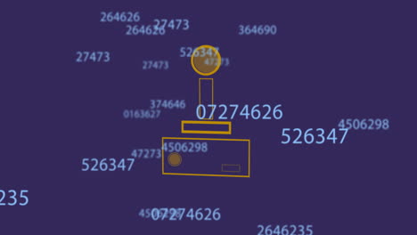 animation of numbers and digital data processing over video game stick