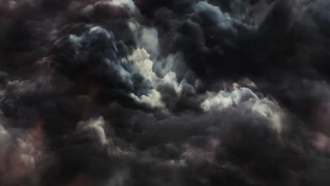 a thunderstorm inside the dark cumulonimbus clouds