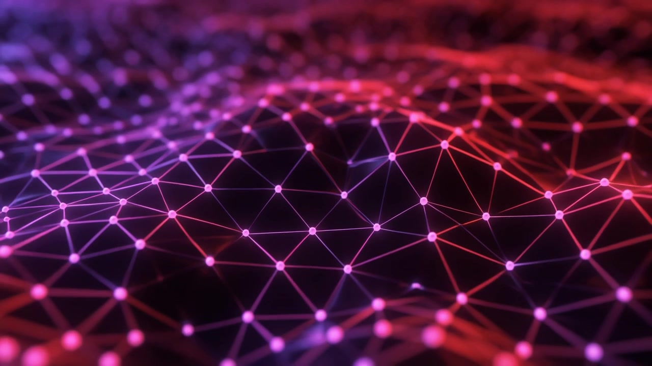 Abstract Digital Network Wave with Glowing Nodes and Connections