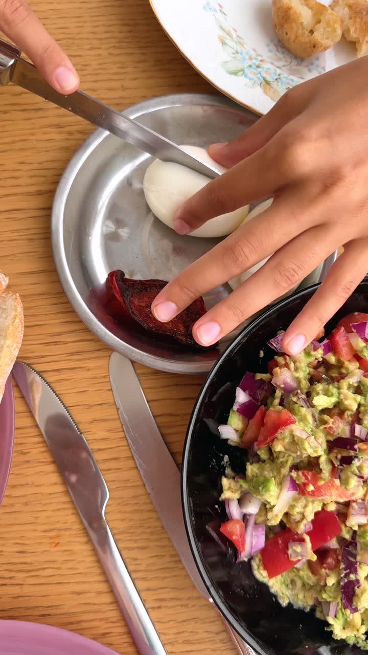 Hard Boiled Eggs with Bread and Salad