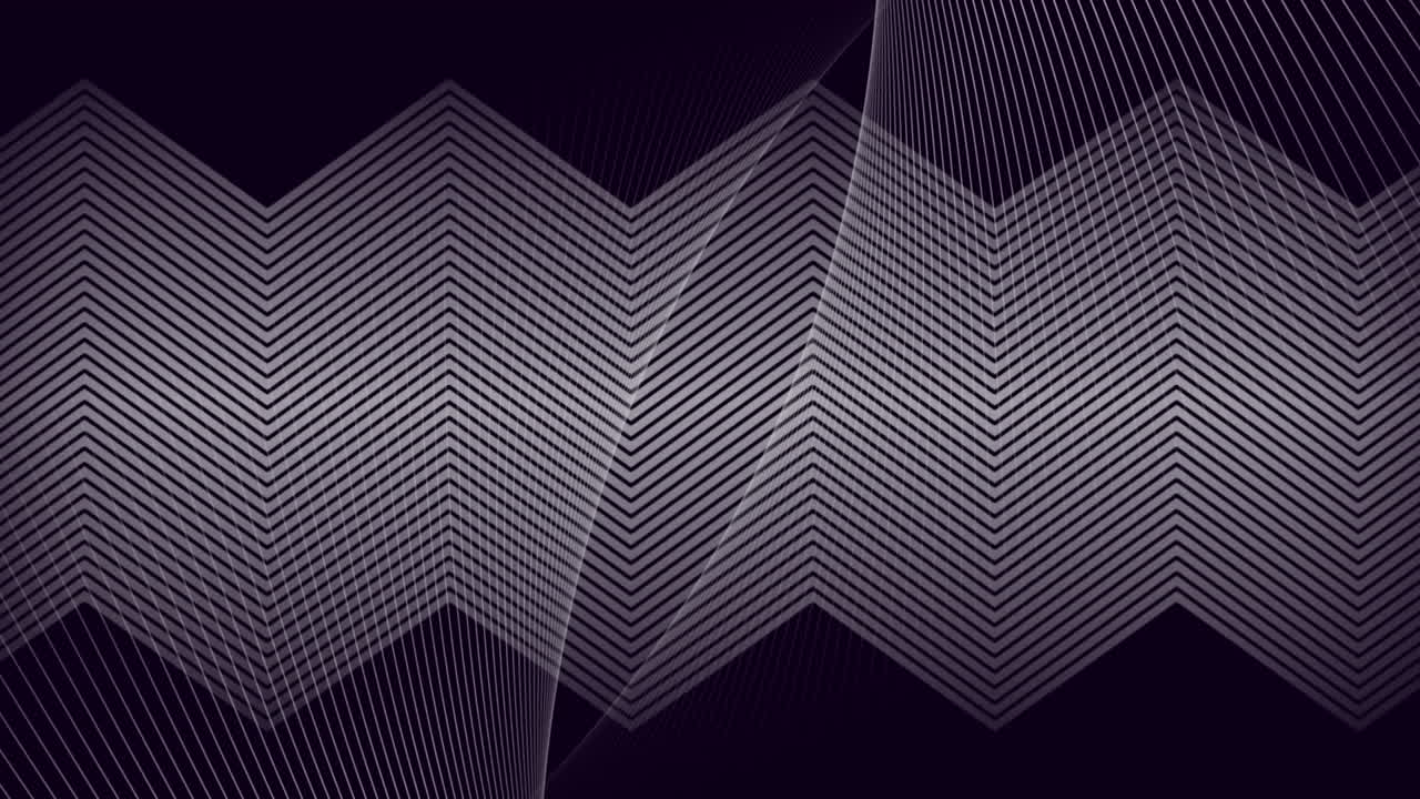 Animation of thin kinetic white zigzag lines and overlay of parallel lines, moving on black