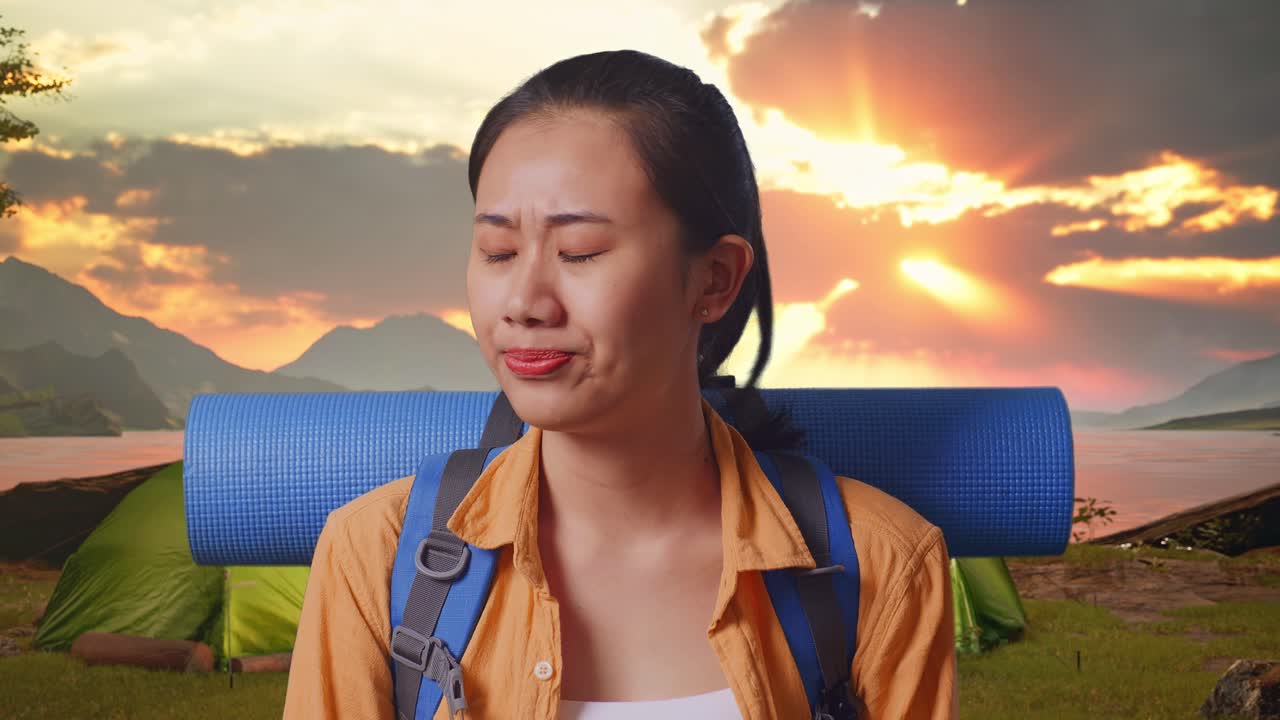 Disappointed Camper at Sunset