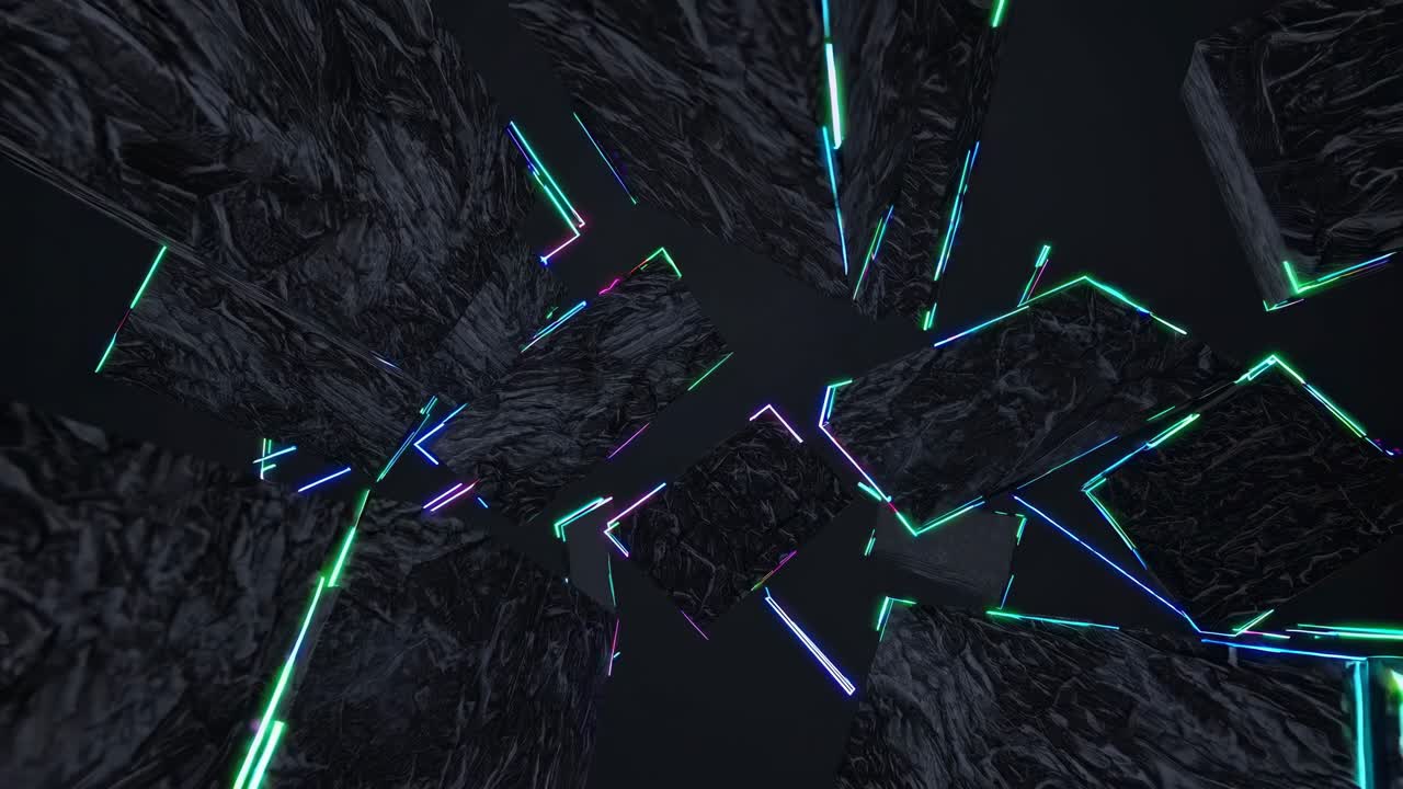 Abstract 3D Geometric Background with Neon Lines