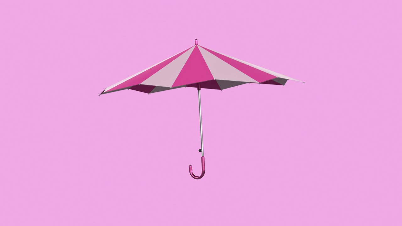 분홍색 우산: 떠다니는 추상적인 모션 3d 렌더링
