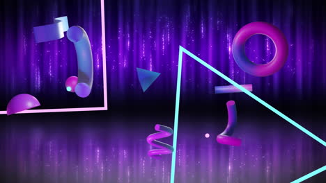 animación de formas 3d abstractas sobre un fondo ondulado púrpura