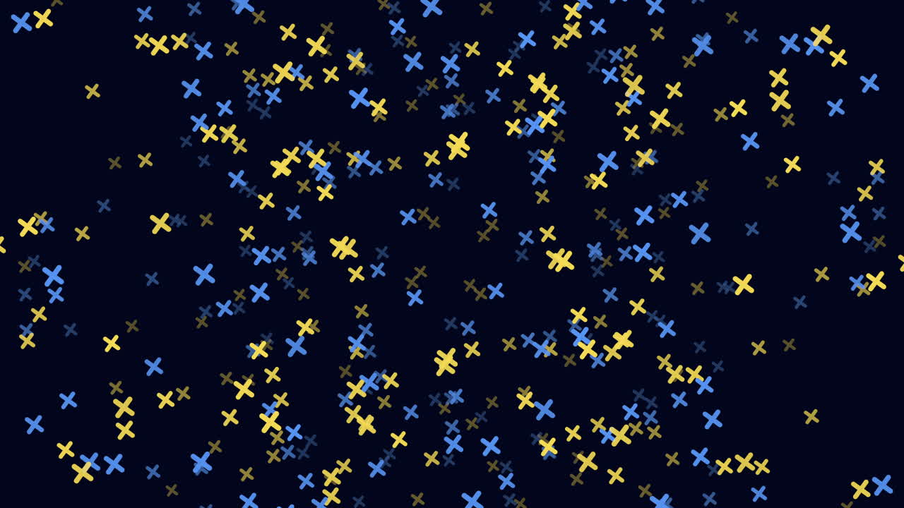 intrincado patrón cruzado puntos amarillos y azules sobre fondo negro