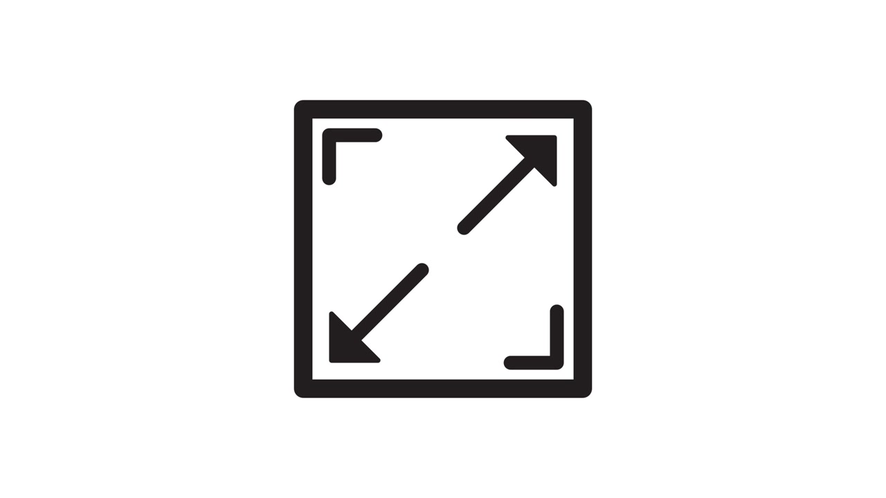 Animated Fullscreen Expand Icon Drawing on White Background