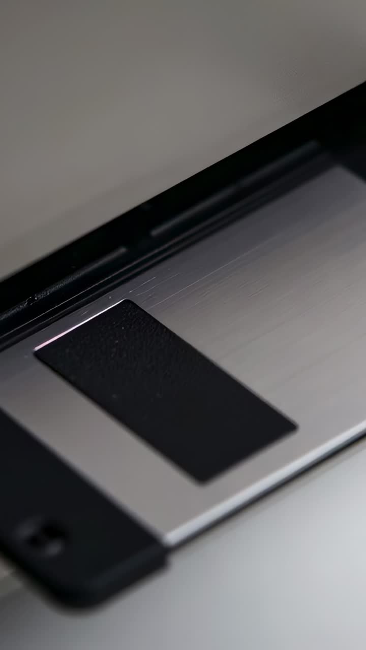 Vertical video: Sliding module showing dark pad after pull out of recessed slot, exposing black cap