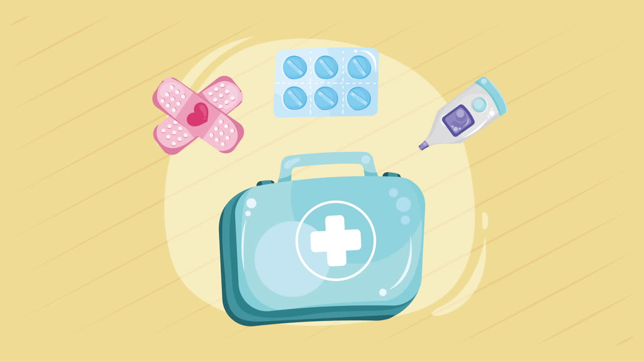 medical kit with tools animation