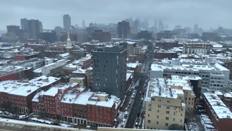 large american city covered in snow