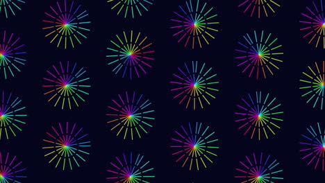 Radiant rainbow lines seamless pattern on black background