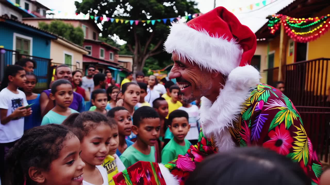 Santa Claus Visits a Brazilian Community