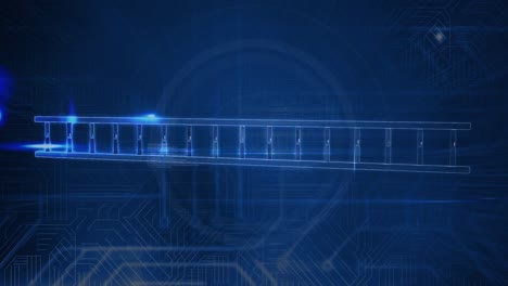 animación del procesamiento de datos y la hilera de adn girando sobre un fondo azul