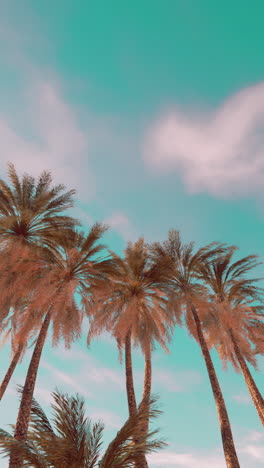 palm trees under a teal sky