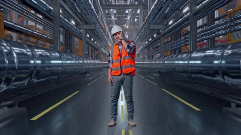 stressed industrial worker in a factory