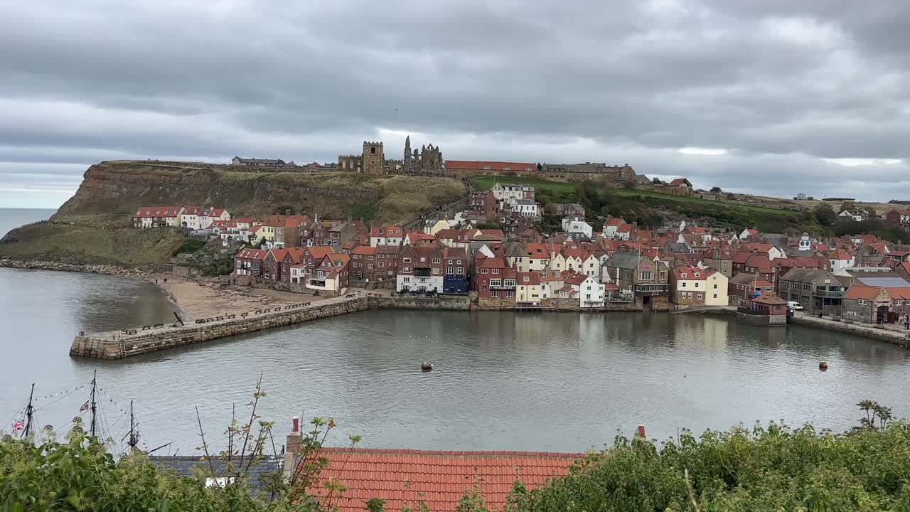 Whitby seaside british english city uk north yorkshire river esk abbey uk historic harbour port town england