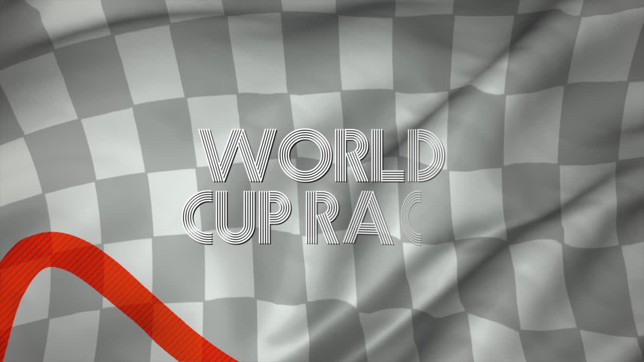 Motion formula flag and text World Cup Race retro sport background