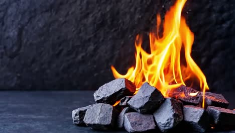 a pile of charcoal sitting on top of a fire pit