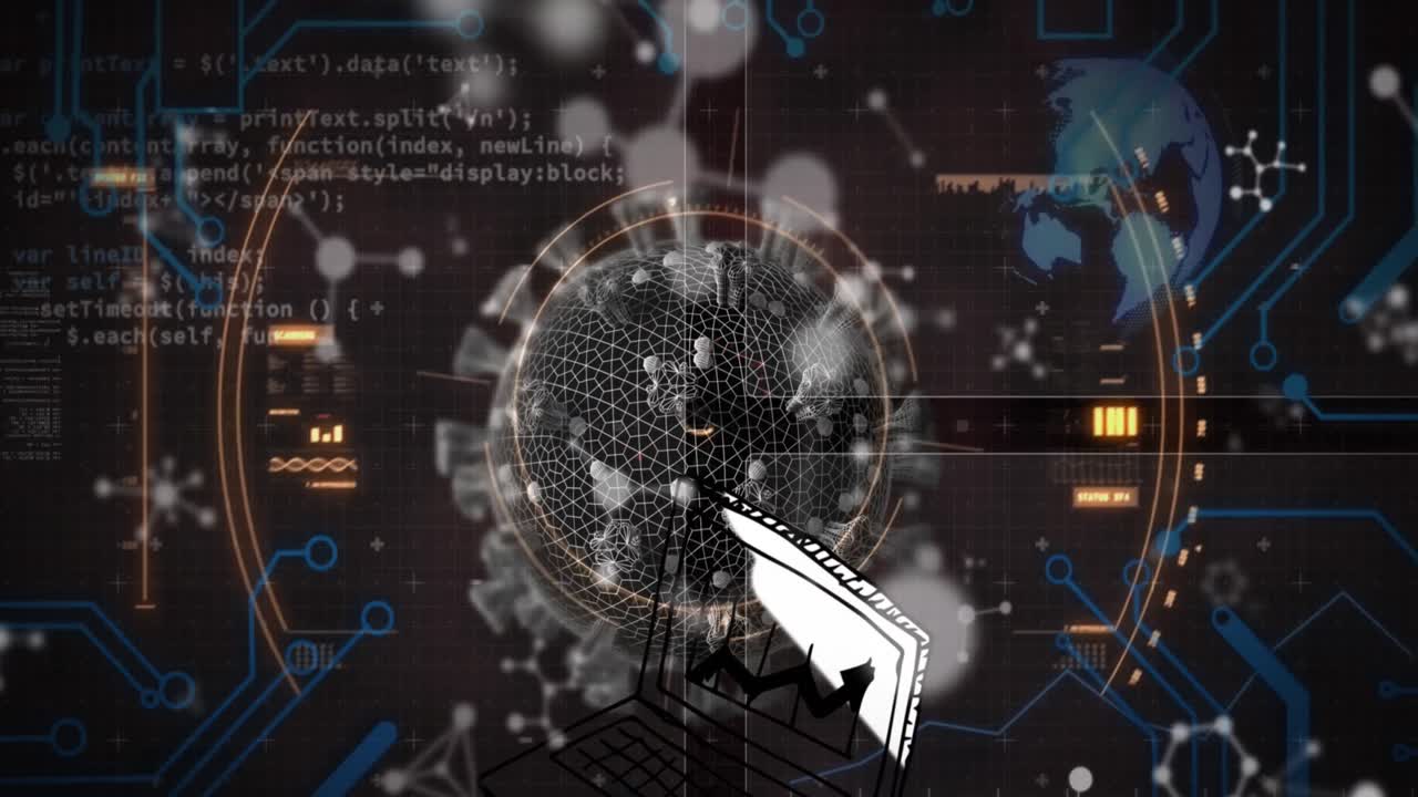 분자의 애니메이션과 바이러스 세포에 대한 데이터 처리