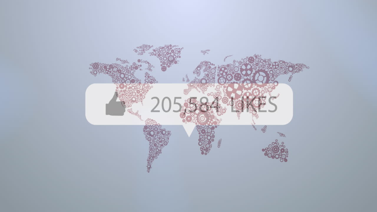 グレーの背景に描かれた世界地図の上で ⁇ 好きなテキストのアニメーションが増加しています ⁇