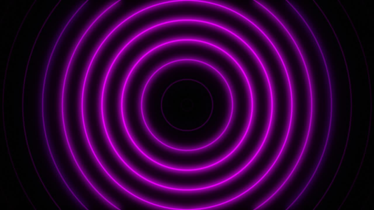 Abstract seamless loop neon purple concentric circle on a black background