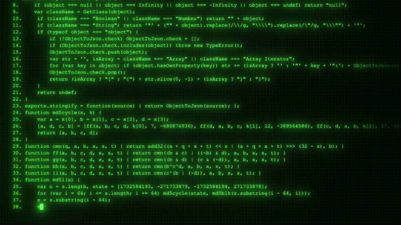 Futuristisk grøn binær kode matrix. Animationer af cyber hacker datanetværk