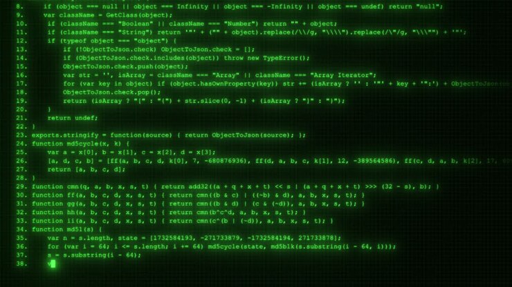 Futuristic Green Binary Code Matrix. Cyber Hacker Data Network Animations