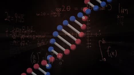 animación de ecuaciones matemáticas sobre la cadena de adn