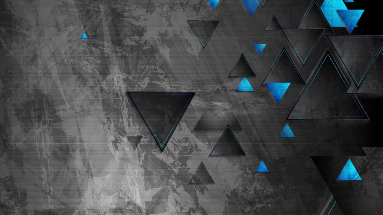 triángulos azules en el fondo de grunge abstracto animación de video