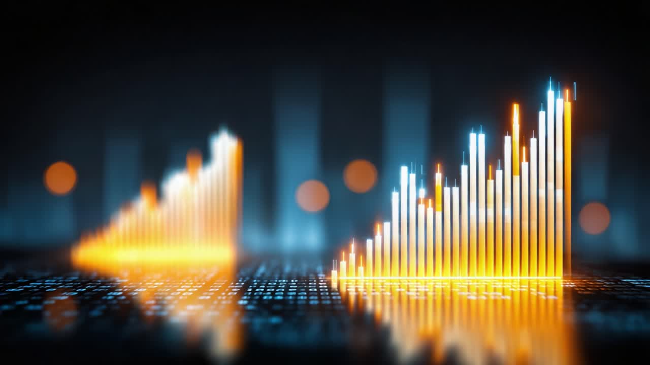 Dynamic Financial Data Visualization: A Glimpse into Growing Market Trends with Colorful Bar Graphs Representing Market Fluctuations and Analytics Insights