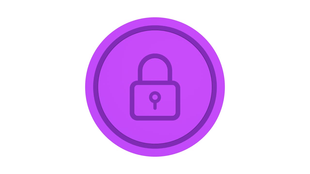 Padlock 3d icon. Purple color. Alpha channel