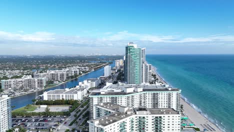 hollywood fl, flight over hotels from beach to canal