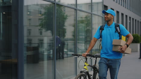 delivery person with bicycle