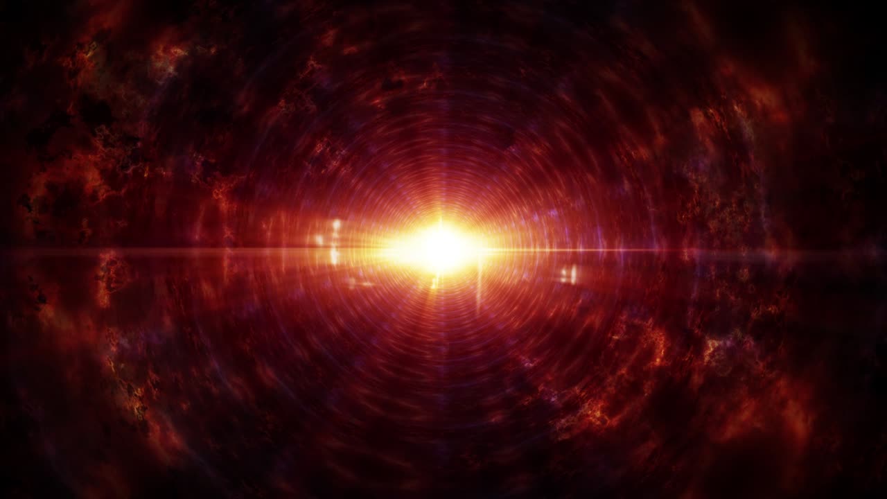 4k 3d rayos de energía de bucle sin fisuras de fondo de luz. luz flash de llamarada óptica túnel espacial de vórtice de remolino con ondulación de energía de onda flash abstracta. explosión de energía flash de fondo de túnel de luz solar.