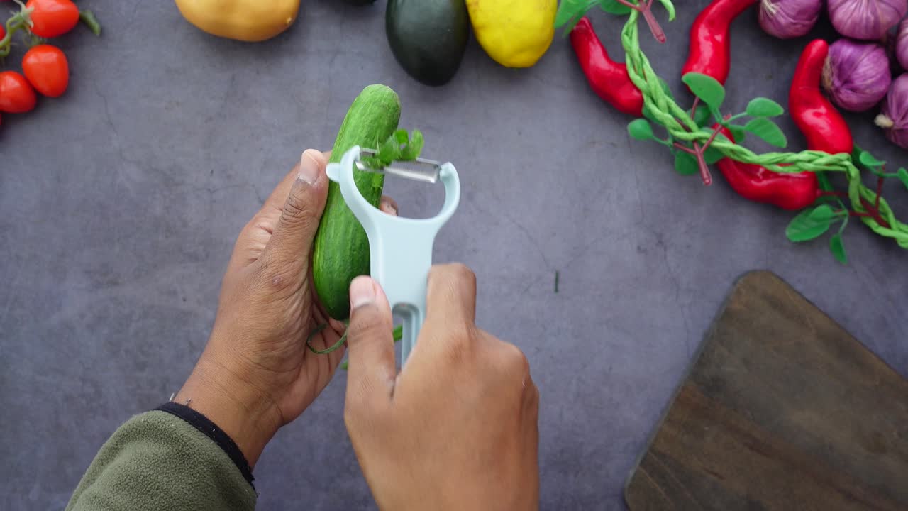Preparing Cucumber with Peeler