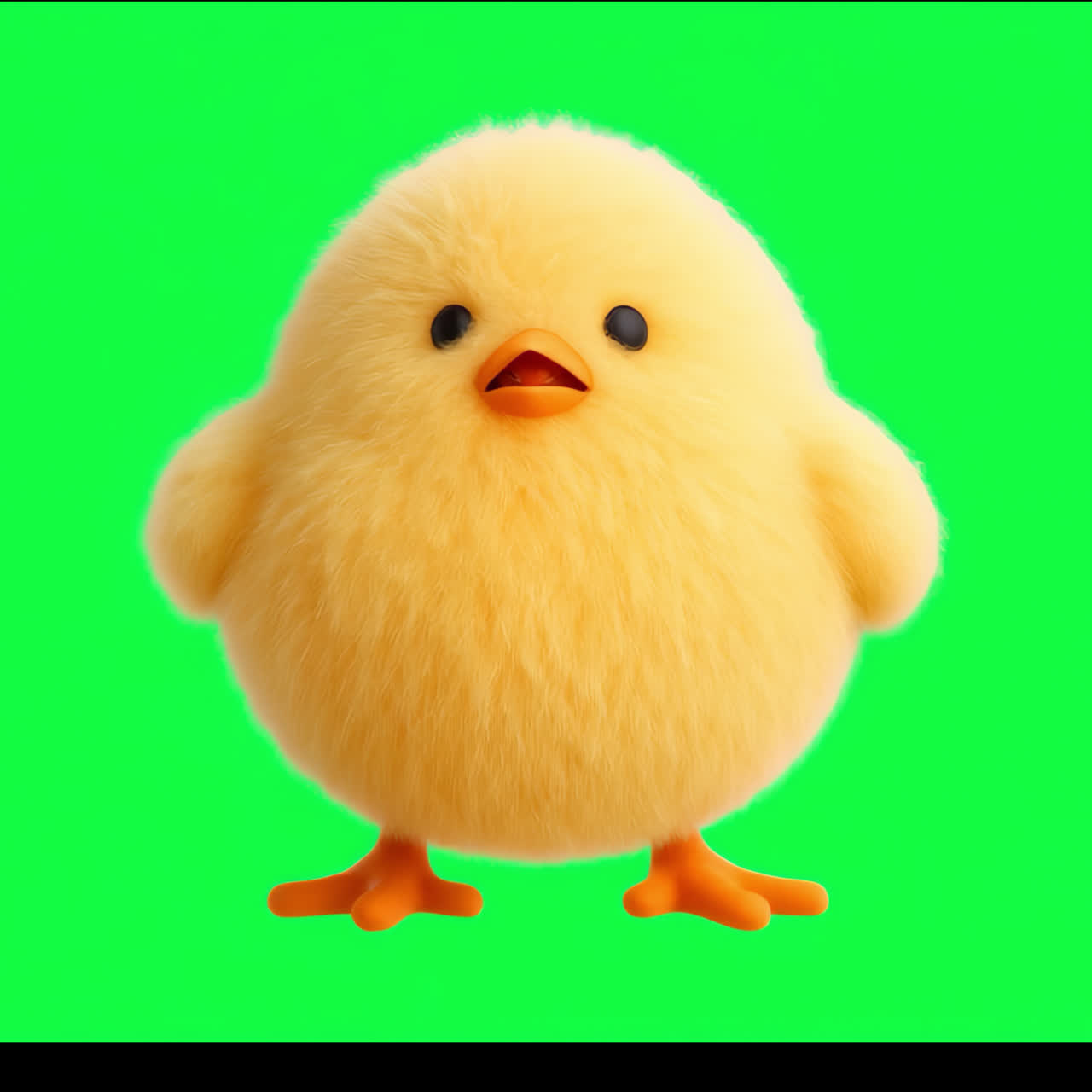 Cute fluffy chick illustration animation isolated asset, transparent 4K video, alpha channel, ProRes