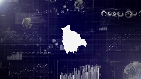 Unternehmenshintergrund-Des-Landes-Bolivien-Mit-Abstrakten-Elementen-Von-Datenanalysediagrammen.-Ich-Zeige-Ein-Technologisches-Video-Zur-Datenanalyse-Mit-Globus,-Wachstum,-Grafiken-Und-Statistischen-Daten-Des-Landes-Bolivien.