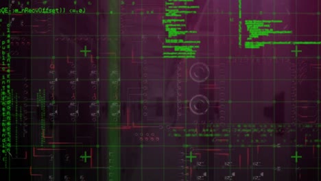 Animación-Del-Procesamiento-De-Datos-Sobre-Placa-De-Circuito-De-Computadora-Y-Sala-De-Servidores