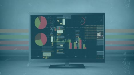 animation of digital interface and data processing over screen