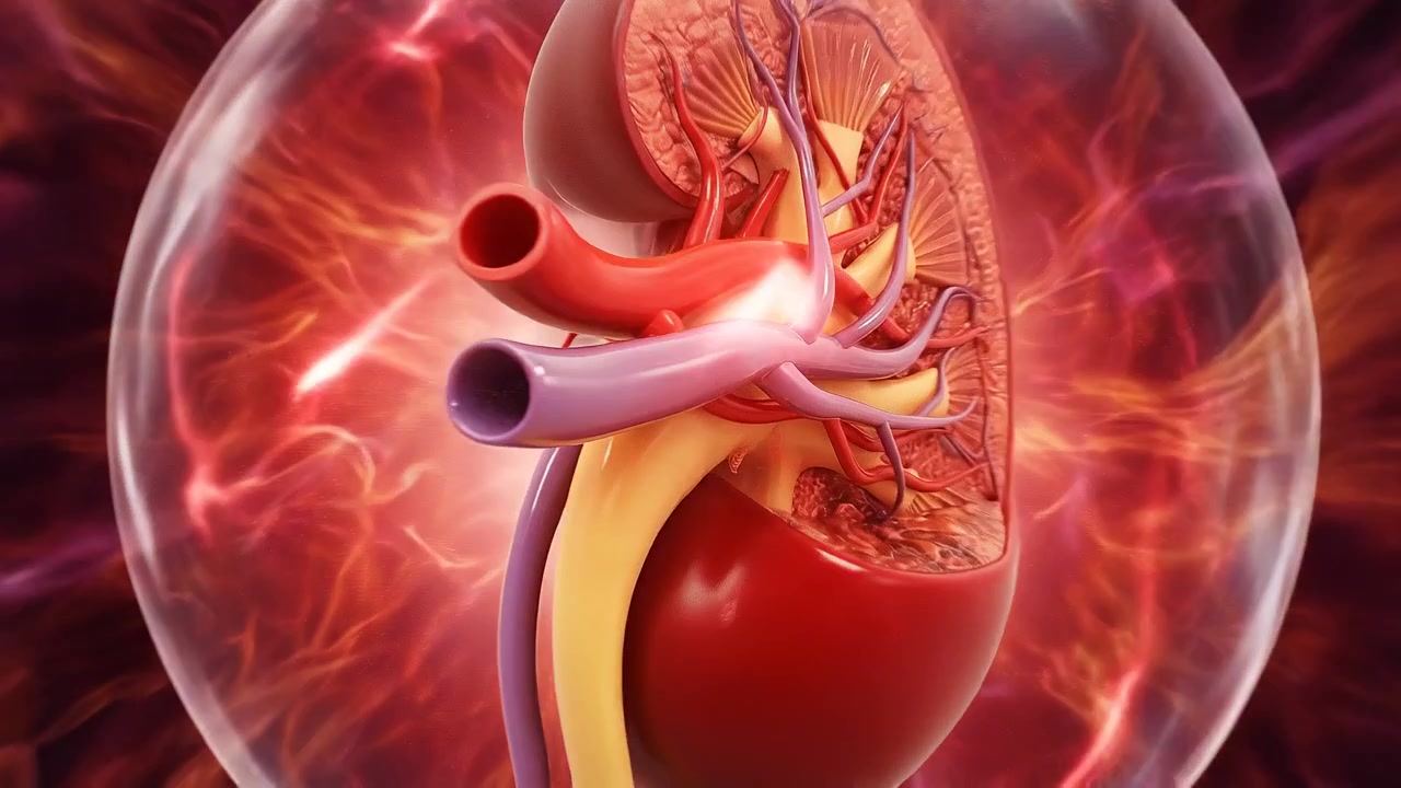 Microscopic View of Inflamed Kidney Structure inside Cellular Organ Capsule
