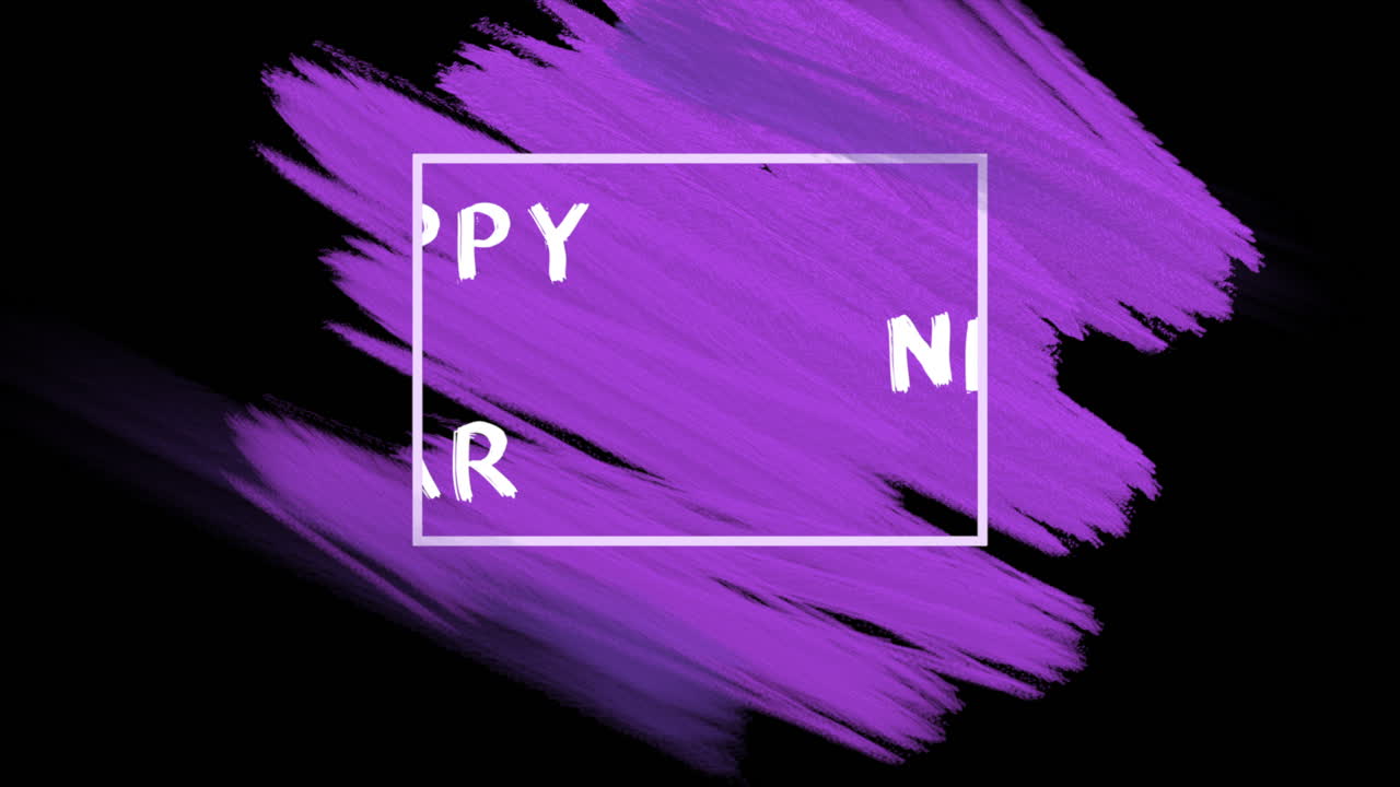 texto de feliz año nuevo con pincel de trazo púrpura en gradiente negro