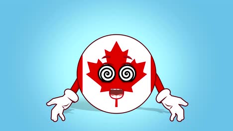 cartoon icon flag canada hypnosis with face animation with alpha matte