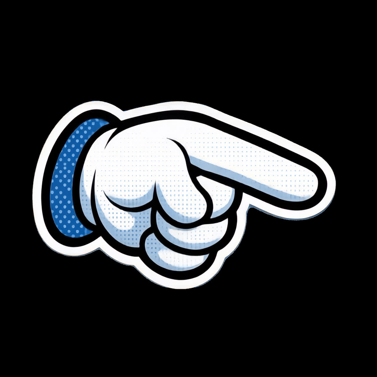 Cartoon hand pointing right animation isolated asset, transparent 4K video, alpha channel, ProRes