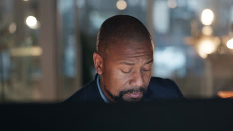 Businessman,-reading-and-planning-in-office