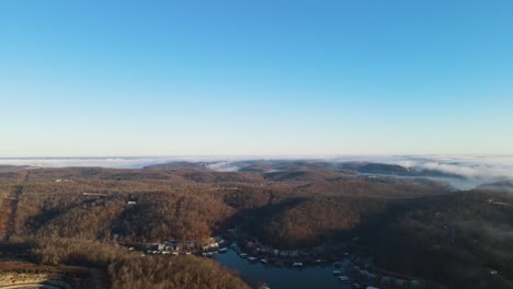 lake of the ozarks, midwest america landscape - aerial helicopter view