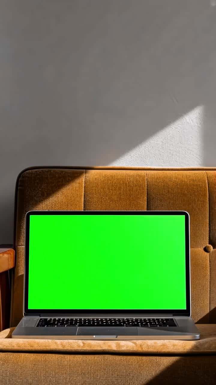 Laptop computer screen live mockup animation, transparent 4K video, green screen