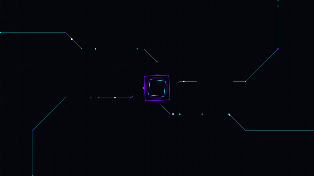 Abstract Digital Motion Graphics with Rotating Geometric Shapes and Connecting Lines
