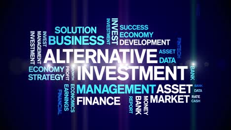 4k alternative investment animated tag word cloud,text animation seamless loop.